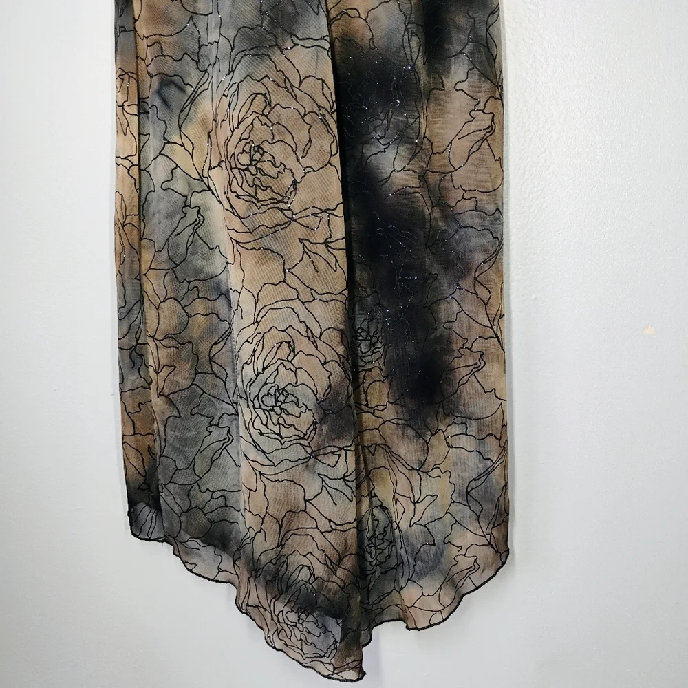 Y2K M Studio Cowl Neck Dress Fairy Grunge Floral Glittery Brown Black Size Med‎ - Picture 5 of 13